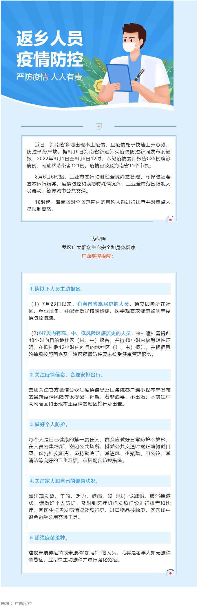 海南多市縣出現(xiàn)本土疫情，廣西疾控緊急提醒.png