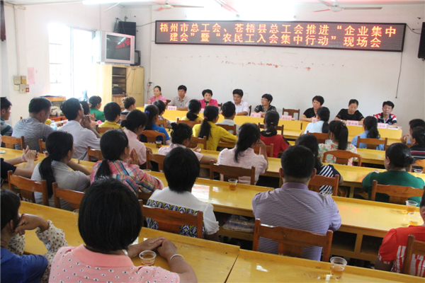 蒼梧縣總工會(huì)推進(jìn)農(nóng)民工入會(huì)集中行動(dòng)
